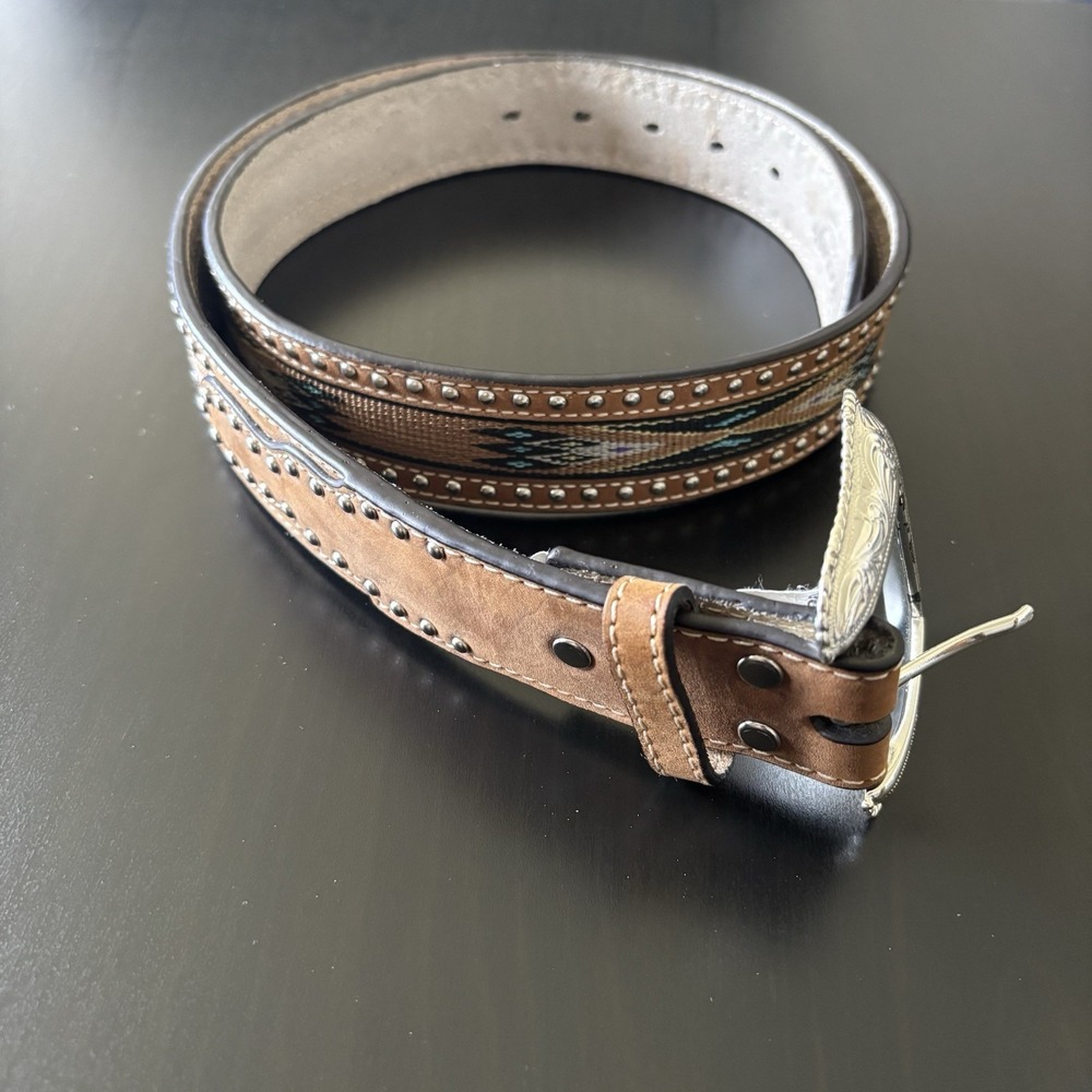 Nocona Western‎ Studded Belt Woven Southwest Style Size 40 (46" Total Length)